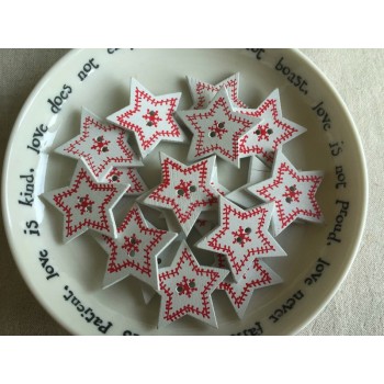 Wooden Christmas Buttons Cross Stitch Scandinavian Style